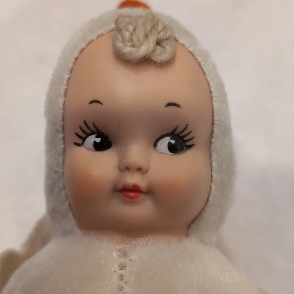 Knickerbocker Rubber Face Baby Doll Plush Musical Chime Roly Poly Vintage Toy